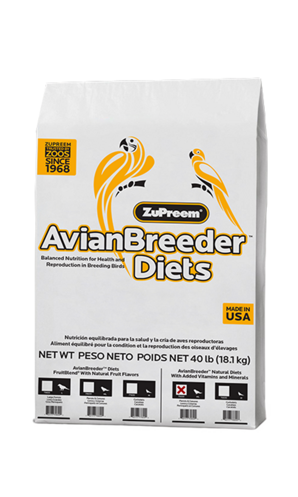 Zupreem AvianBreeder Natural Food with Added Vitamins and Minerals for Parrots and Conures
