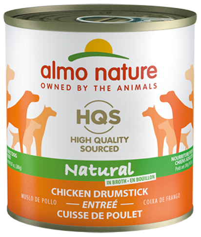 Almo Nature HQS Natural Chicken Drumstick Entree Canned Dog Food: 9.87- Oz Cans, Case of 12