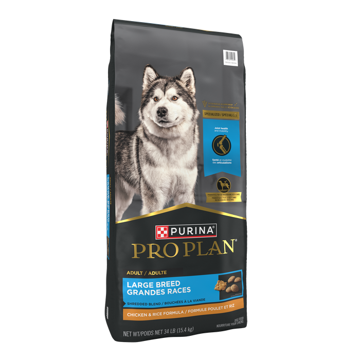 Purina Pro Plan Shredded Blend Large Breed Chicken & Rice Formula Dry Dog Food, 34 lb