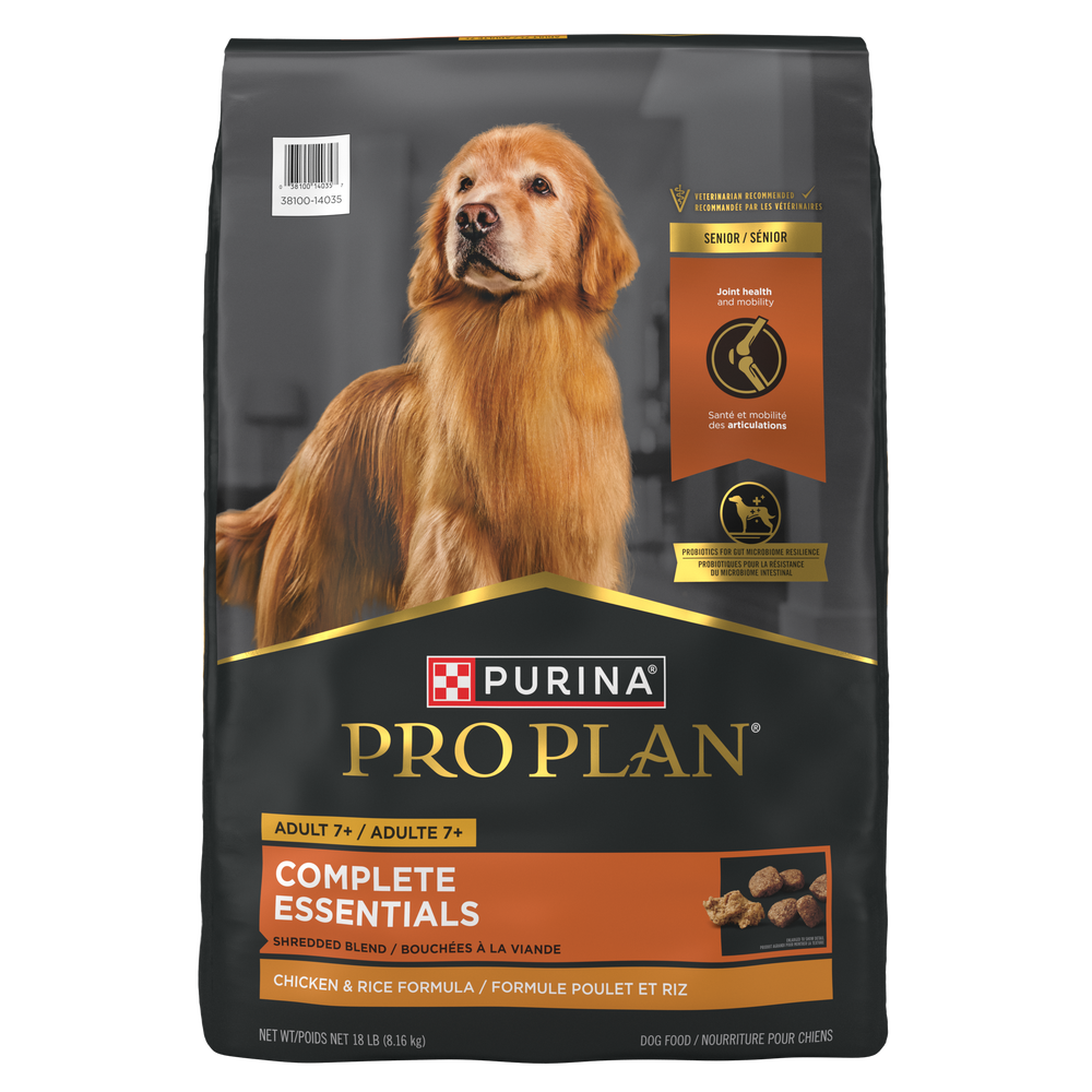 Purina Pro Plan Complete Essentials Adult 7+ Shredded Blend Chicken & Rice Formula Dry Dog Food