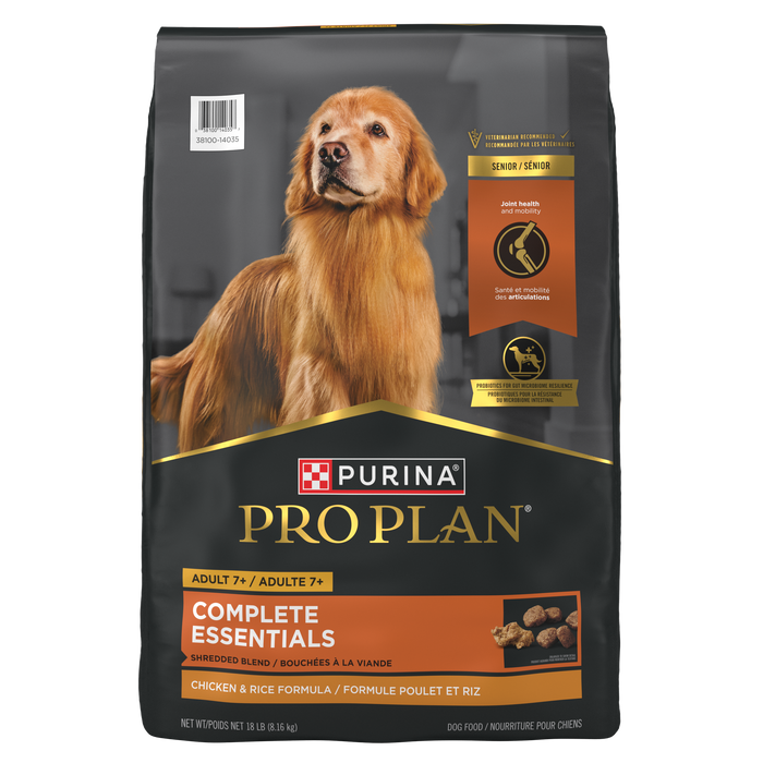 Purina Pro Plan Complete Essentials Adult 7+ Shredded Blend Chicken & Rice Formula Dry Dog Food