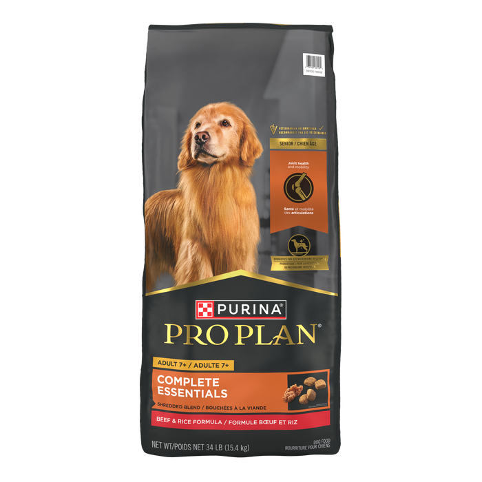 Purina Pro Plan Complete Essentials Adult 7+ Shredded Blend Beef & Rice Formula Dry Dog Food