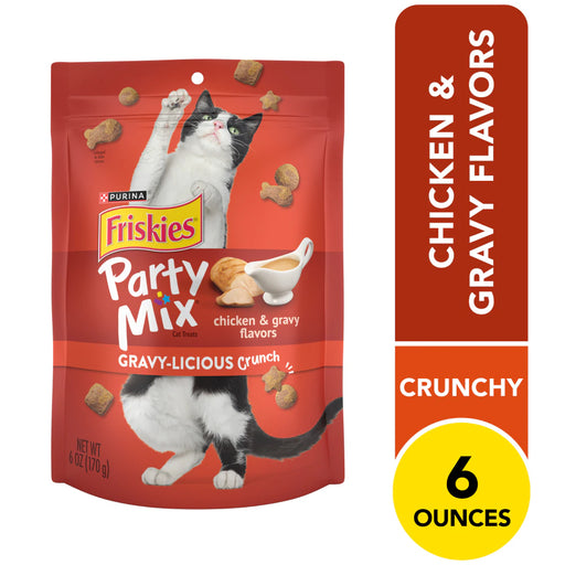 Purina Friskies Party Mix Gravy-licious Crunch Chicken and Gravy Cat Treats 6 oz