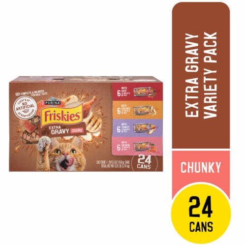 Purina Friskies Extra Gravy Chunky Chicken Turkey Salmon and Beef 24 x 5.5 oz