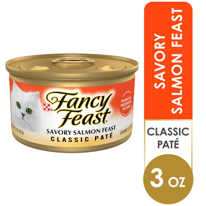 Fancy Feast Classic Savory Salmon Feast Wet Cat Food 24 × 3 oz Cans