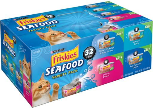 Purina Friskies Seafood Pate Favorites Variety Pack Wet Cat Food 32 x 5.5 oz