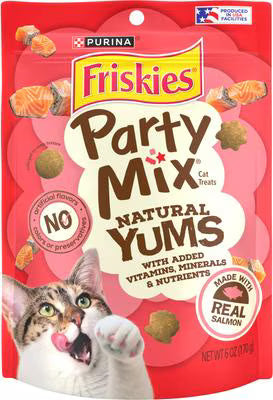 Purina Friskies Party Mix Natural Yums With Real Salmon Cat Treats 6 oz