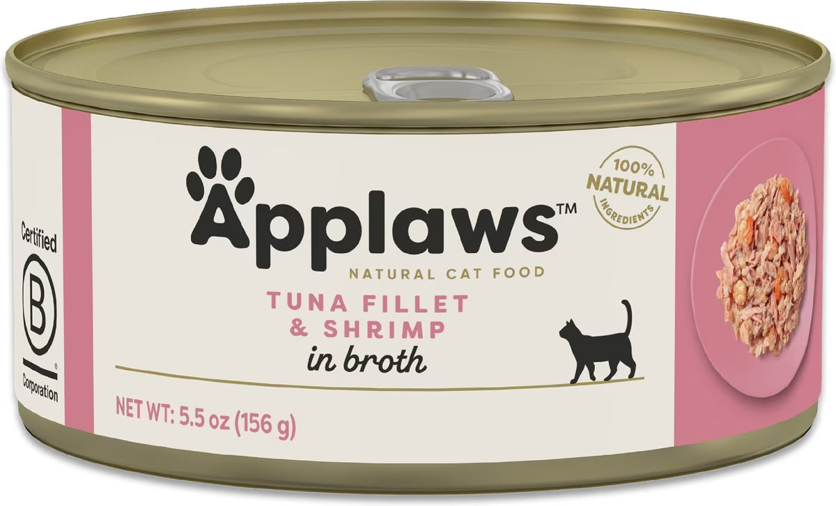Applaws Natural Tuna Fillet & Shrimp in Broth Wet Cat Food – 5.5 oz (Case of 24)