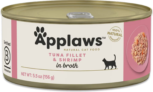 Applaws Natural Tuna Fillet & Shrimp in Broth Wet Cat Food – 5.5 oz (Case of 24)