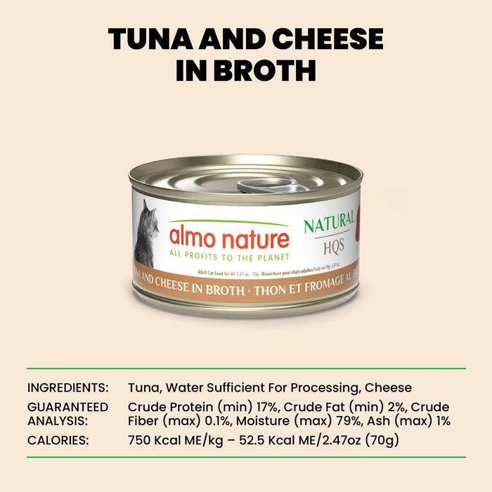 Almo Nature HQS Natural Tuna And Cheese in Broth