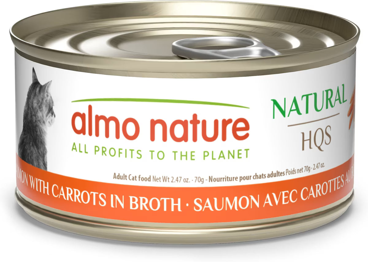 Almo Nature HQS Natural Salmon with Carrots in Broth Cat Food 2.47 oz
