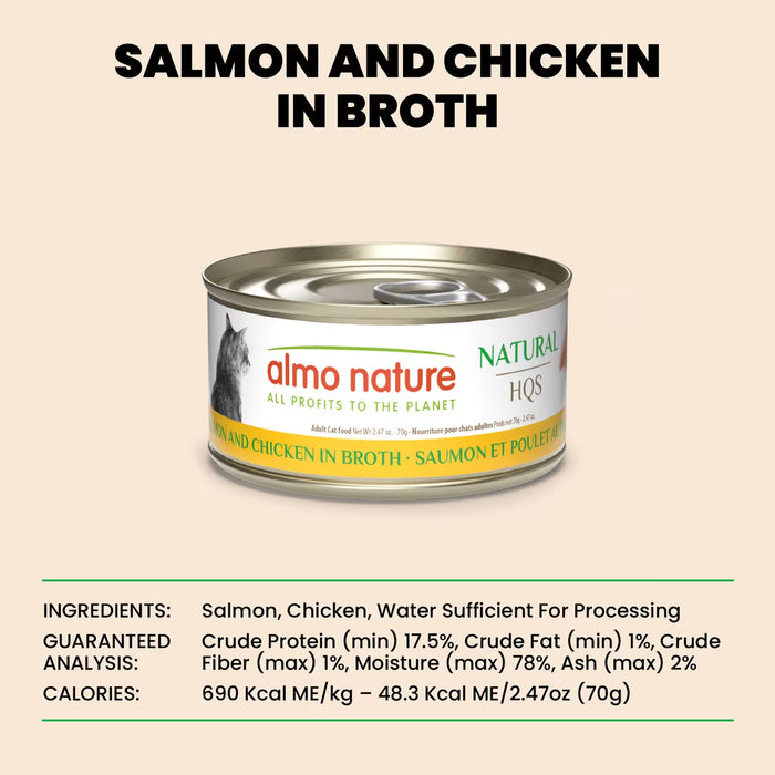 Almo Nature HQS Natural Salmon And Chicken in Broth 2.47 oz