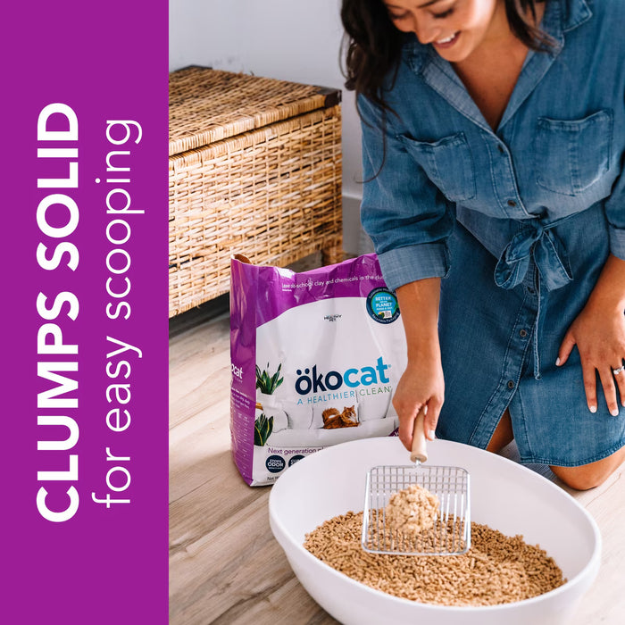 ökocat Less Mess Low-Tracking Clumping Wood Cat Litter Mini-Pellets, Unscented