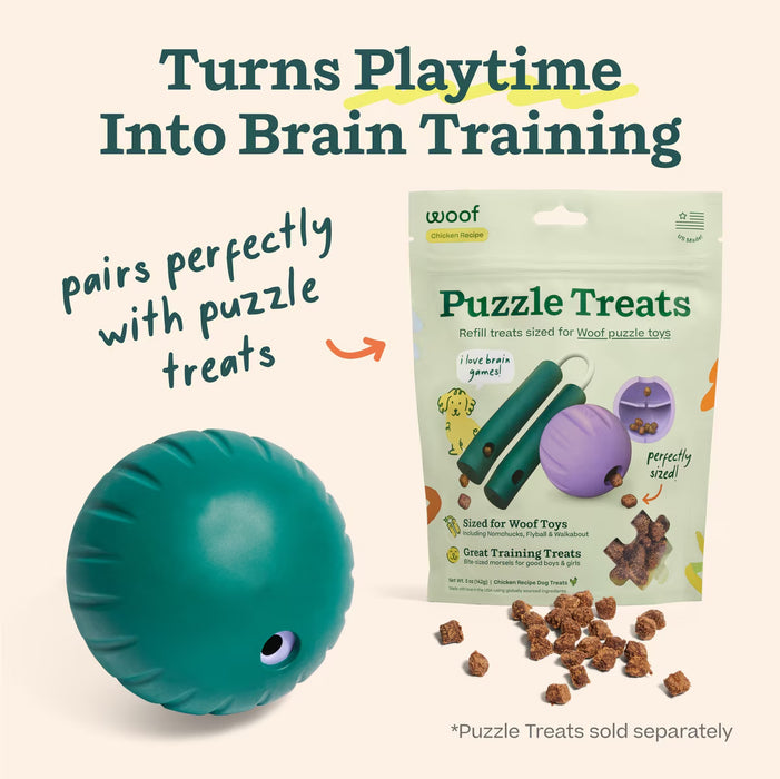 Woof Walkabout – 2-in-1 Rolling Slow Feeder & Puzzle Toy, Large