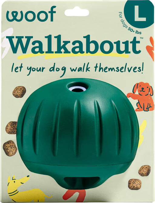 Woof Walkabout – 2-in-1 Rolling Slow Feeder & Puzzle Toy, Large