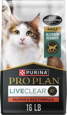 Purina Pro Plan Purina LiveClear Allergen Reducing Salmon and Rice Adult Dry Cat Food 16 lb Bag