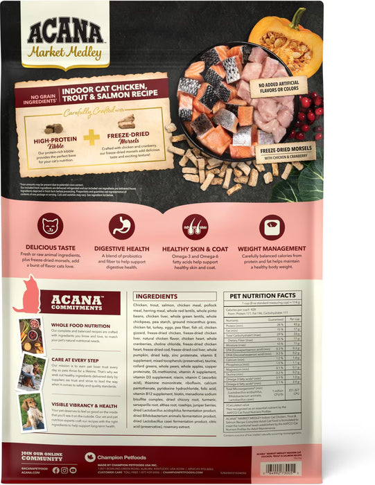 ACANA Market Medley Indoor Cat Chicken, Trout & Salmon with Freeze-Dried Chicken Morsels