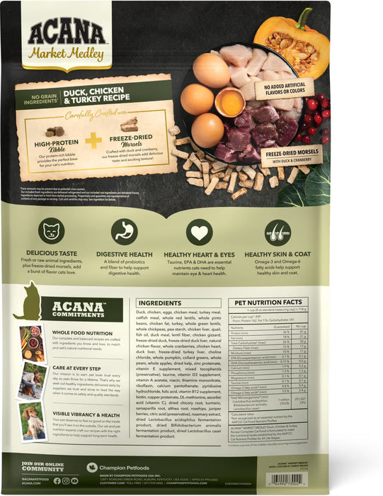 ACANA Market Medley Duck, Chicken & Turkey Cat Food with Freeze-Dried Duck Morsels
