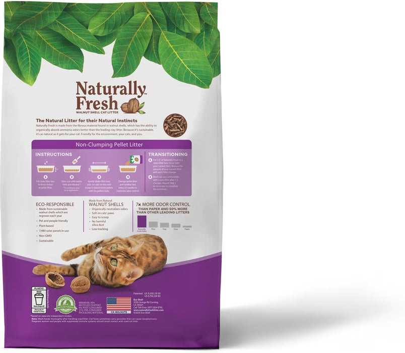 Naturally Fresh Non-Clumping Pellet Walnut Cat Litter, Unscented