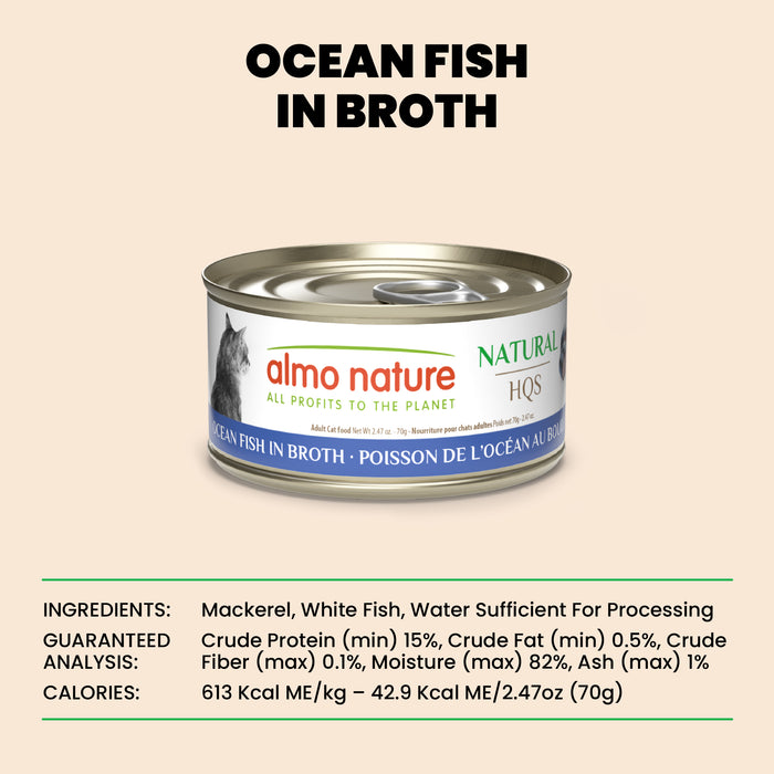 Almo Nature HQS Natural Ocean Fish In Broth Cat Food 2.47 Oz