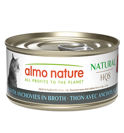 Almo Nature HQS Natural Tuna With Anchovies In Broth Cat Food 2.47 Oz