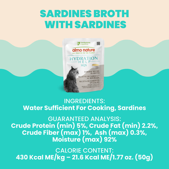 Almo Nature Hydration Help HQS Sardine Recipe in Broth