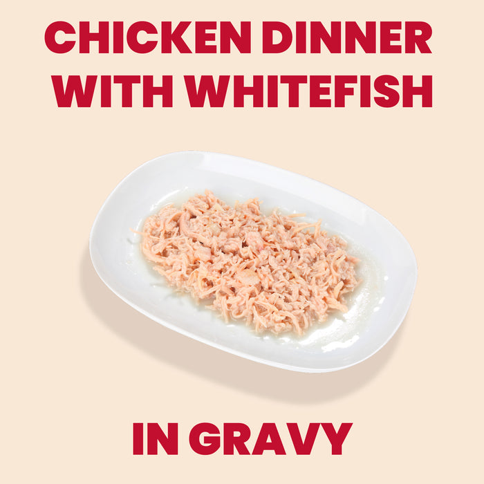 Almo Nature HQS La Cucina Chicken Dinner with Whitefish in Gravy Cat Food Pouch