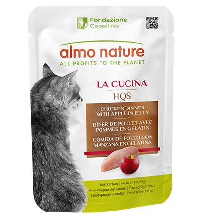 Almo Nature HQS La Cucina Chicken Dinner with Apple in Jelly Cat Food Pouch