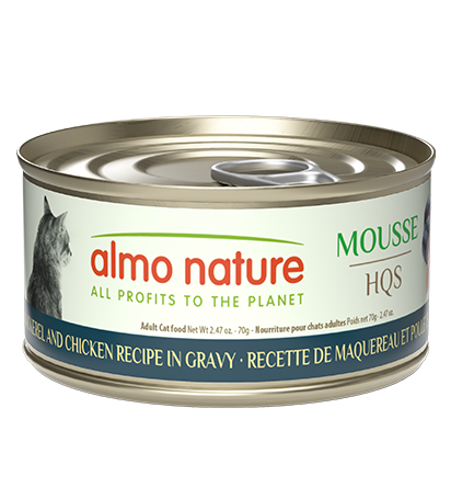 Almo Nature HQS Mousse Mackerel And Chicken Recipe In Gravy Cat Food 2.47 Oz