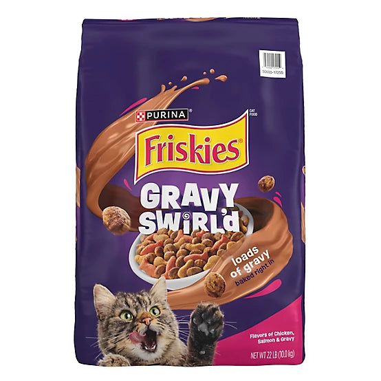 Purina Friskies Gravy Swirlers Dry Cat Food 22 lb Bag