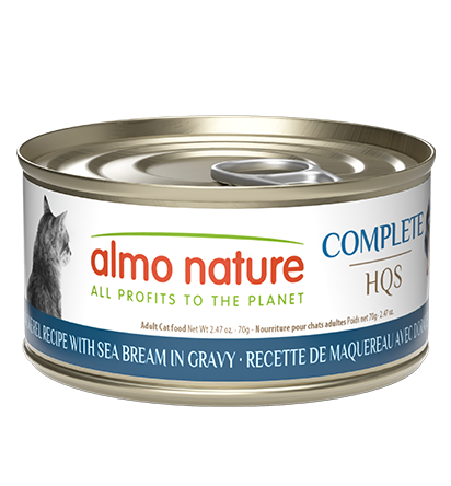 Almo Nature HQS Complete Mackerel Recipe With Sea Bream In Gravy Cat Food 2.47 Oz