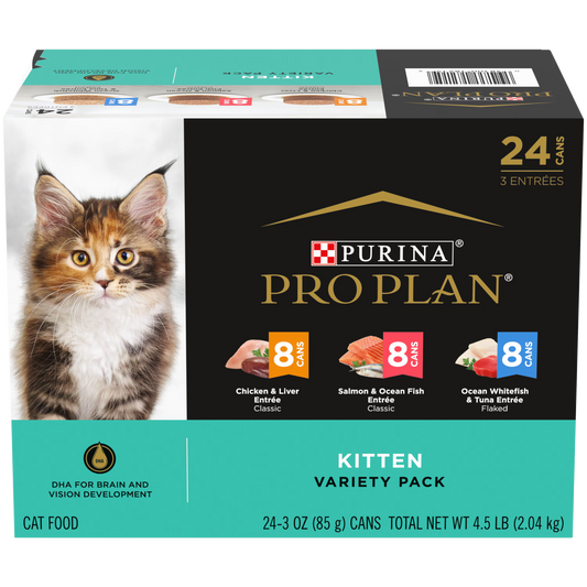 Purina Pro Plan Focus Kitten Favorites Variety Pack Canned Cat Food 24 × 3 oz Cans