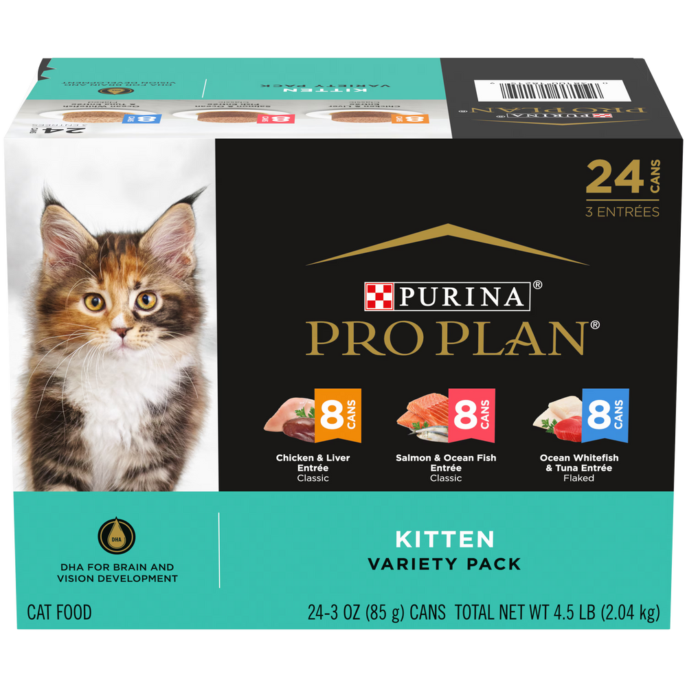 Purina Pro Plan Focus Kitten Favorites Variety Pack Canned Cat Food 24 × 3 oz Cans