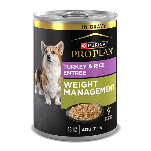 Purina Pro Plan Weight Management Turkey and Rice Entrée in Gravy Dog Food 13 oz Can