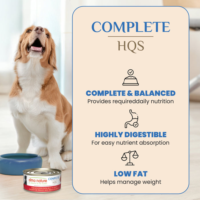 Almo Nature HQS Complete Chicken Dinner with Egg and Pineapple in Gravy Dog Food 5.5 Oz Can