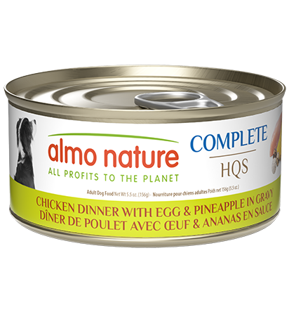 Almo Nature HQS Complete Chicken Dinner with Egg and Pineapple in Gravy Dog Food 5.5 Oz Can