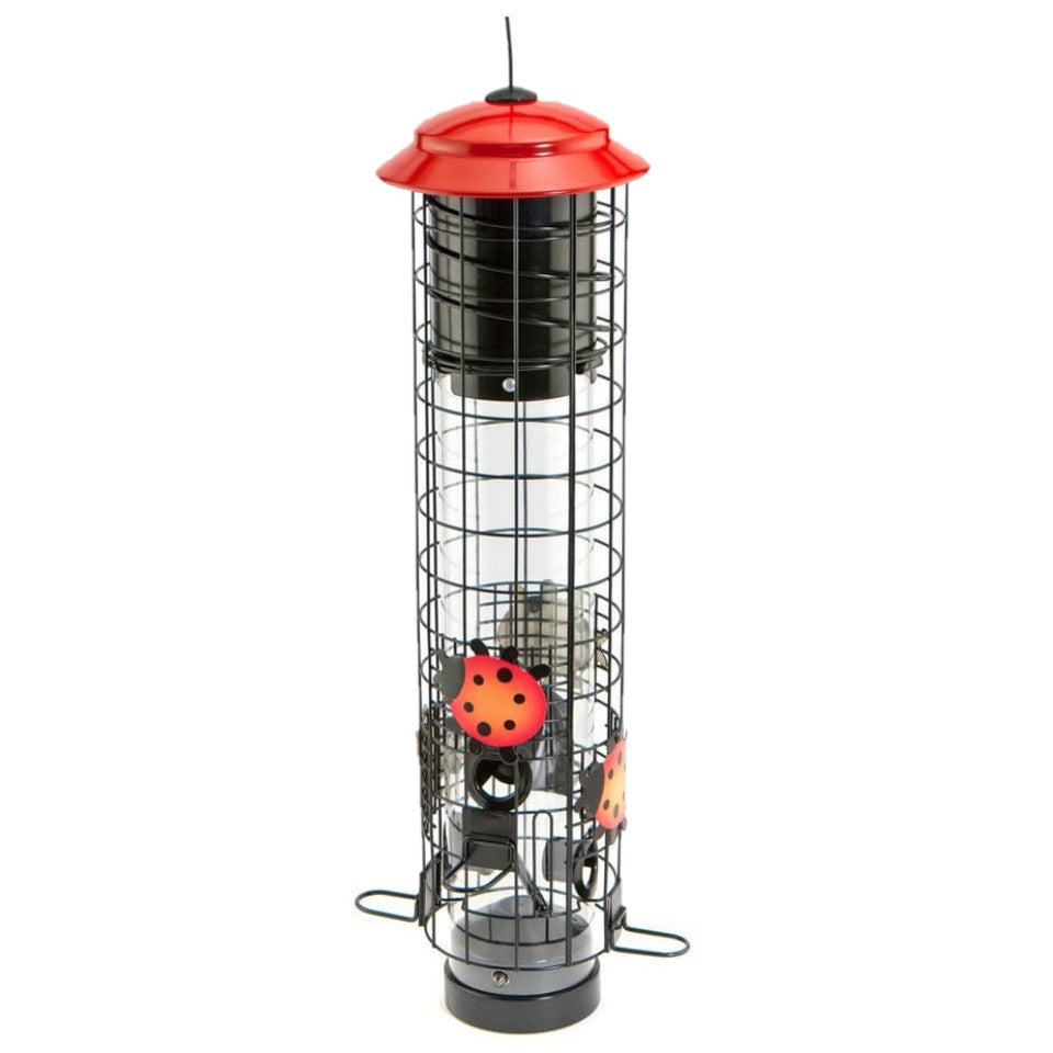 WoodLink Audubon Collection Squirrel-Resistant Ladybug Bird Tube Feeder, 18-in