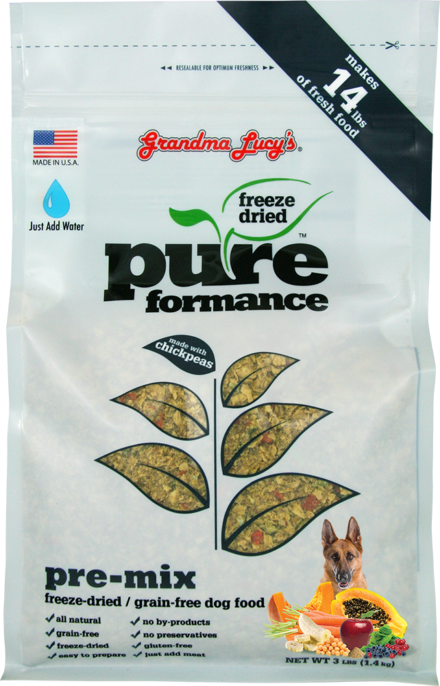 Grandma Lucy's Grain Free Pureformance Pre-Mix Freeze Dried Dog Food, 3 Lb