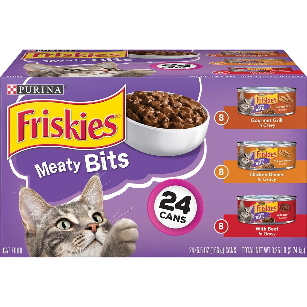 Purina Friskies Meaty Bits Wet Cat Food Variety Pack 24 x 5.5 oz