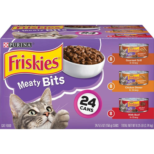 Purina Friskies Meaty Bits Wet Cat Food Variety Pack 24 x 5.5 oz
