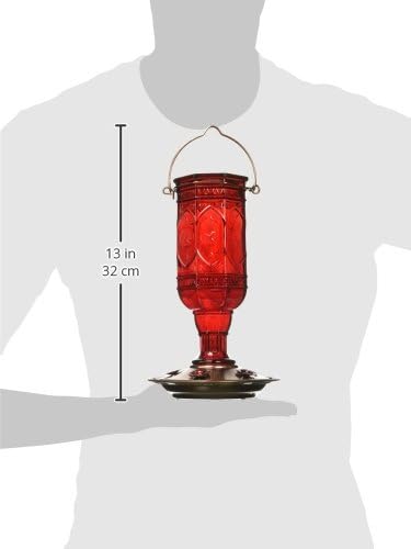More Birds Red Jewel Hummingbird Feeder, Glass Hummingbird Feeders for Outdoors, 5 Feeding Stations, 20 Ounces