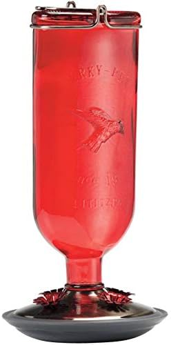 Perky-Pet Antique Glass Bottle Hummingbird Feeder – Red, 16 oz