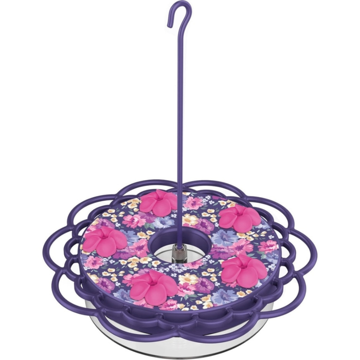 Petunia Passion Plastic Dish Hummingbird Feeder 13 Oz