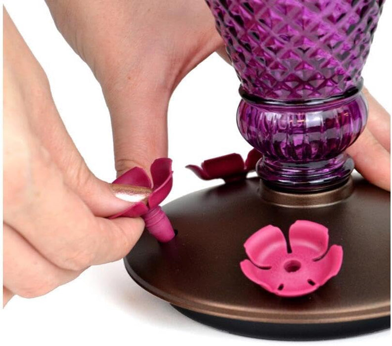 Perky-Pet Purple Diamond Wine Top-Fill Glass Hummingbird Feeder – 24 oz