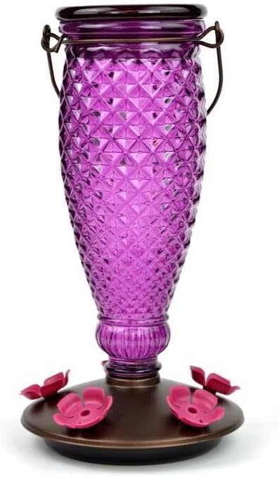 Perky-Pet Purple Diamond Wine Top-Fill Glass Hummingbird Feeder – 24 oz