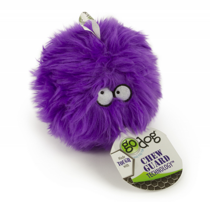 Go Dog Furballz with Chew Guard Technology Durable Plush Squeaker Dog Toy Purple