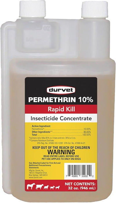 Durvet Permethrin 10% Rapid Kill Insecticide Concentrate - 32 oz