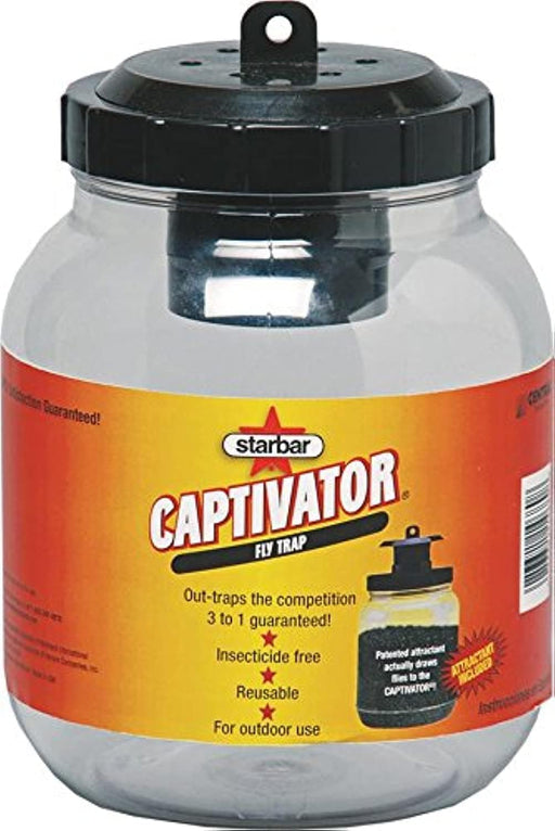 Starbar Captivator Fly Trap - 2 Quart Reusable Trap with Attractant