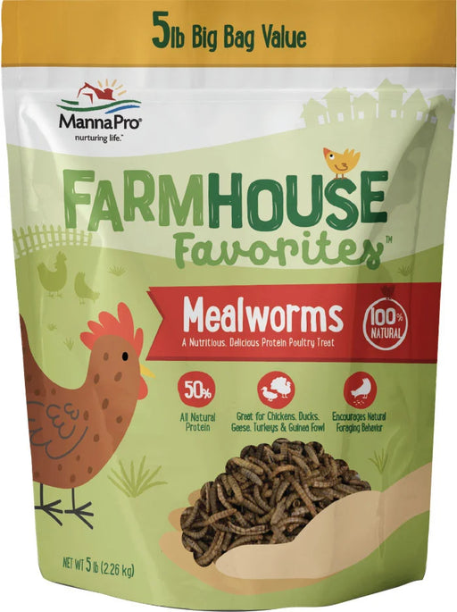 Manna Pro Farmhouse Favorites Dried Mealworms Poultry Treat, 5 lb