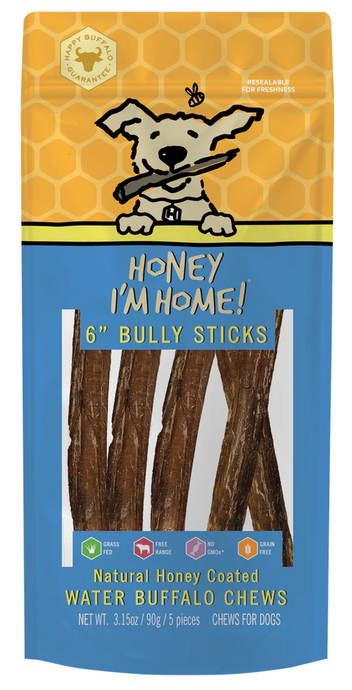 Honey I'm Home Dog Buffalo Bully Stick 5 Pack